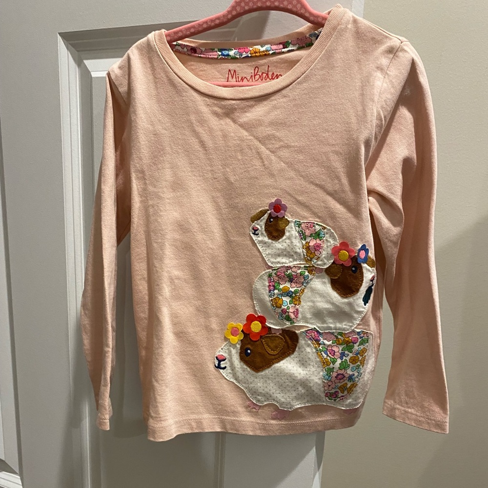 Mini Boden size 3-4 pink shirt with hamsters